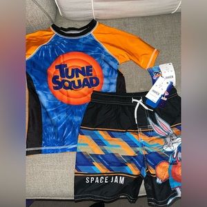 Space jam bathing suit set boys size small